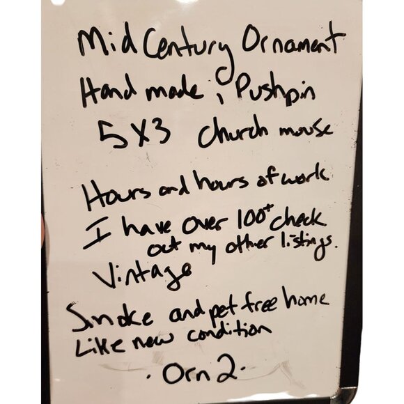 Vintage Handmade Push Pin Christmas Ornament Mid Century Retro Kitsch Hours of W - Picture 12 of 12